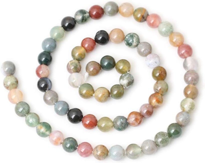 60PCS 6mm Natural Indian Agate Gemstone Round Loose Beads for Jewelry Making DIY 1 Strand 15" - Image 2