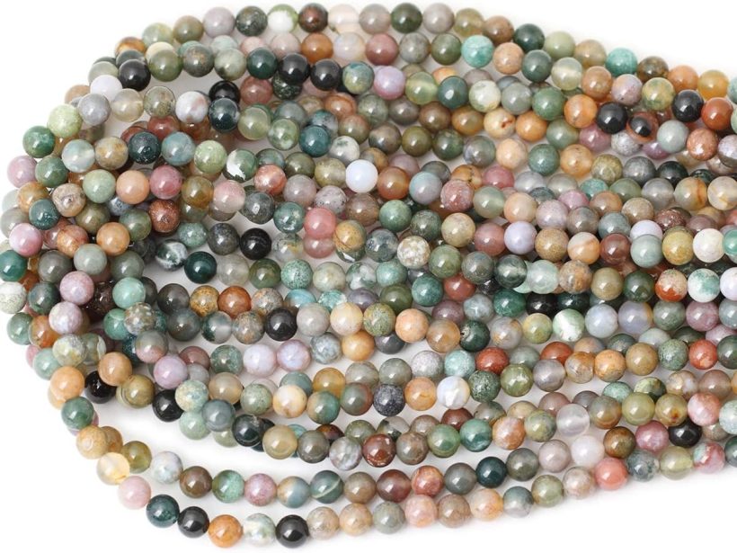 60PCS 6mm Natural Indian Agate Gemstone Round Loose Beads for Jewelry Making DIY 1 Strand 15" - Image 3