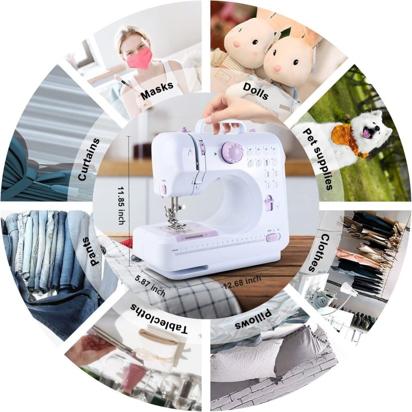 Home Mini Sewing Machine for Beginners, Small Sewing Machines 12 Built-in Stitches with Reverse Sewing,Portable Sewing Machines with 27pc Accessory - Image 4