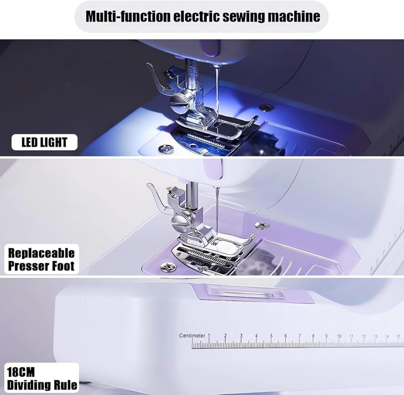Home Mini Sewing Machine for Beginners, Small Sewing Machines 12 Built-in Stitches with Reverse Sewing,Portable Sewing Machines with 27pc Accessory - Image 5