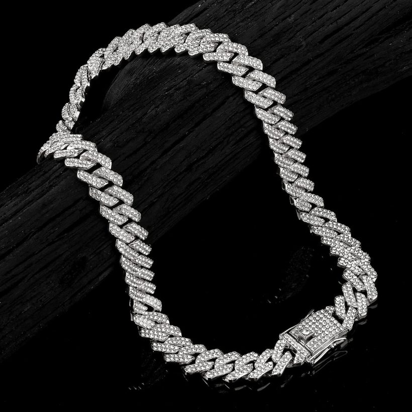 Cuban Link Chain Mens Iced Out Miami Cuban Necklace Silver/Gold Bling Diamond Hip Hop Jewelry for Women - Image 8