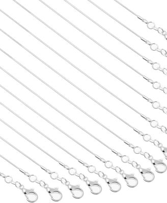 PAXCOO 30 Pack Necklace Chain Silver Plated Necklace Snake Chains Bulk for Jewelry Making, 1.2 mm (18 Inches)