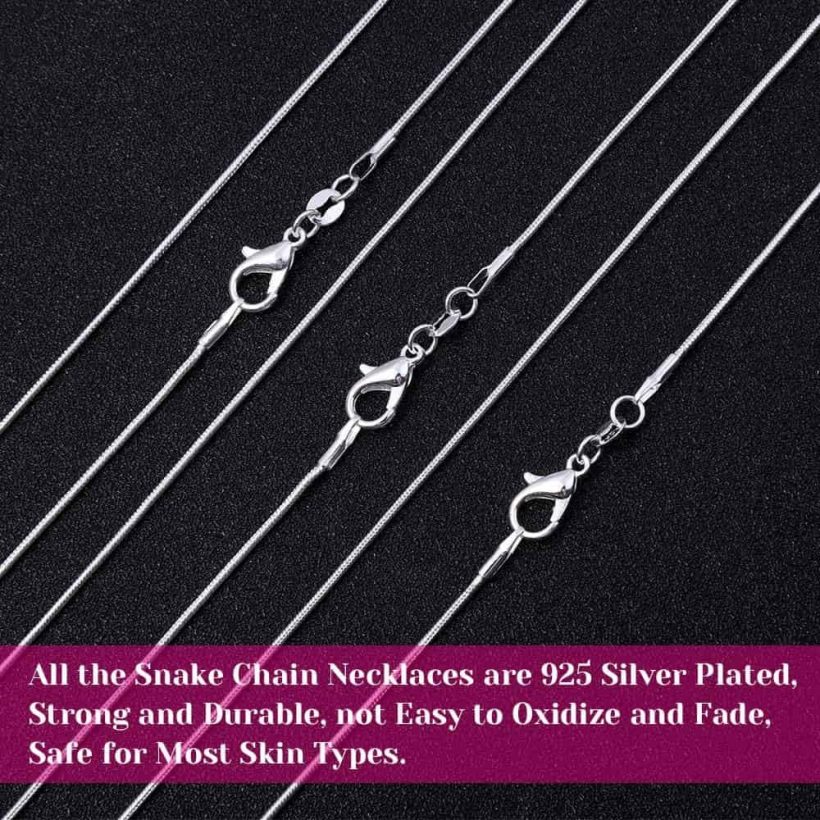 PAXCOO 30 Pack Necklace Chain Silver Plated Necklace Snake Chains Bulk for Jewelry Making, 1.2 mm (18 Inches) - Image 3