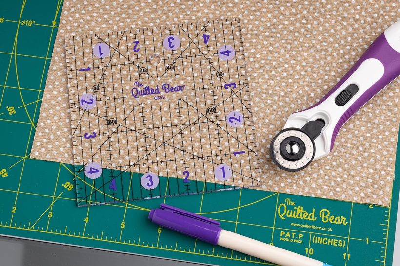 The Quilted Bear Quilting Rulers - Transparent Acrylic Non Slip Quilting, Patchwork & Sewing Ruler with Clear Black Lines & 30, 45 & 60 Degree Angles (4" x 4") - Image 5